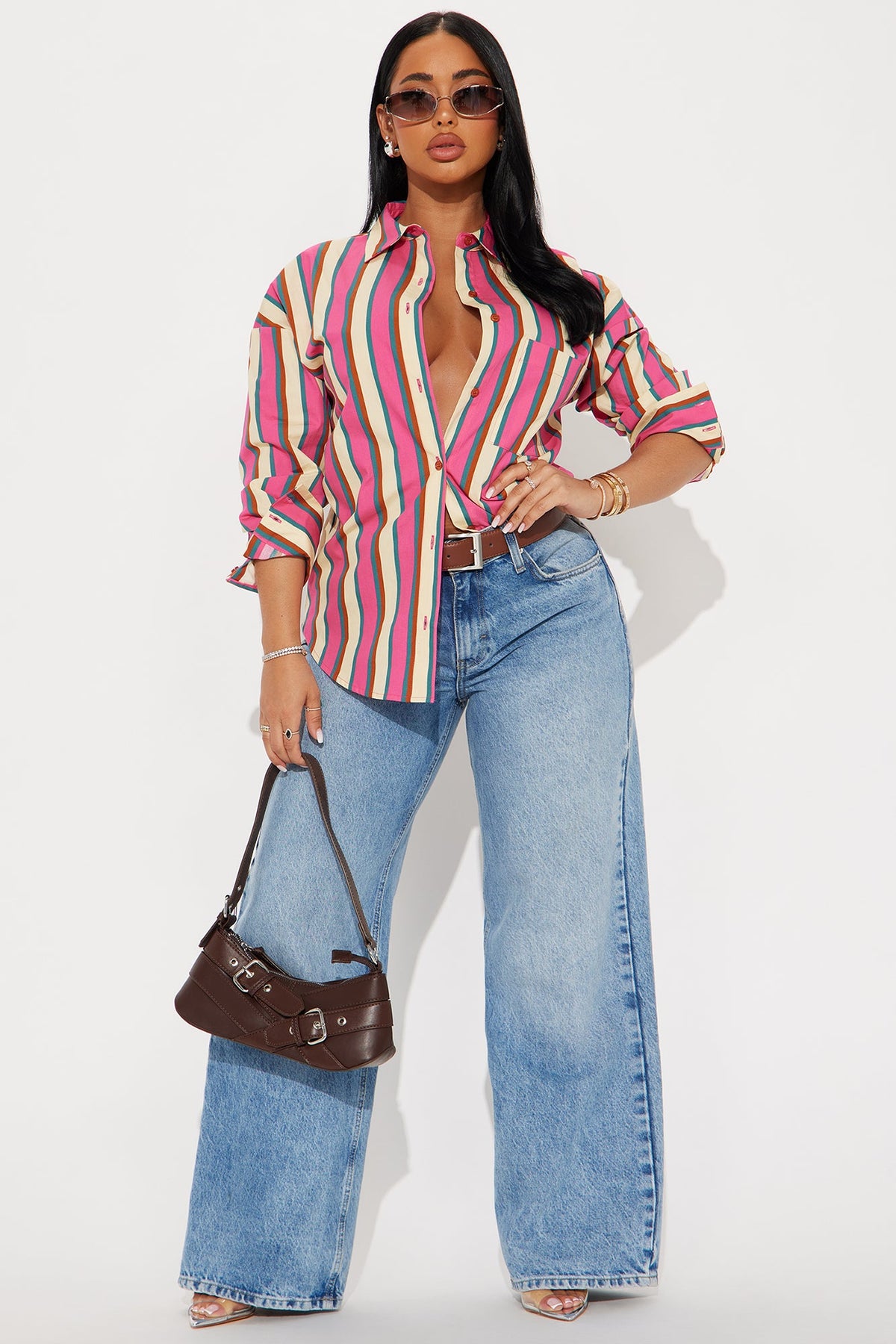 I'm The Main Topic Striped Shirt - Pink/combo.