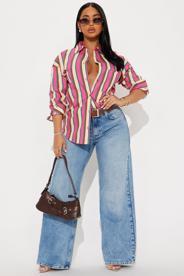 I'm The Main Topic Striped Shirt - Pink/combo.