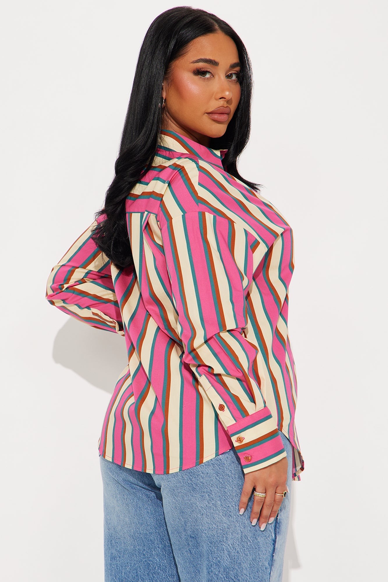I'm The Main Topic Striped Shirt - Pink/combo.