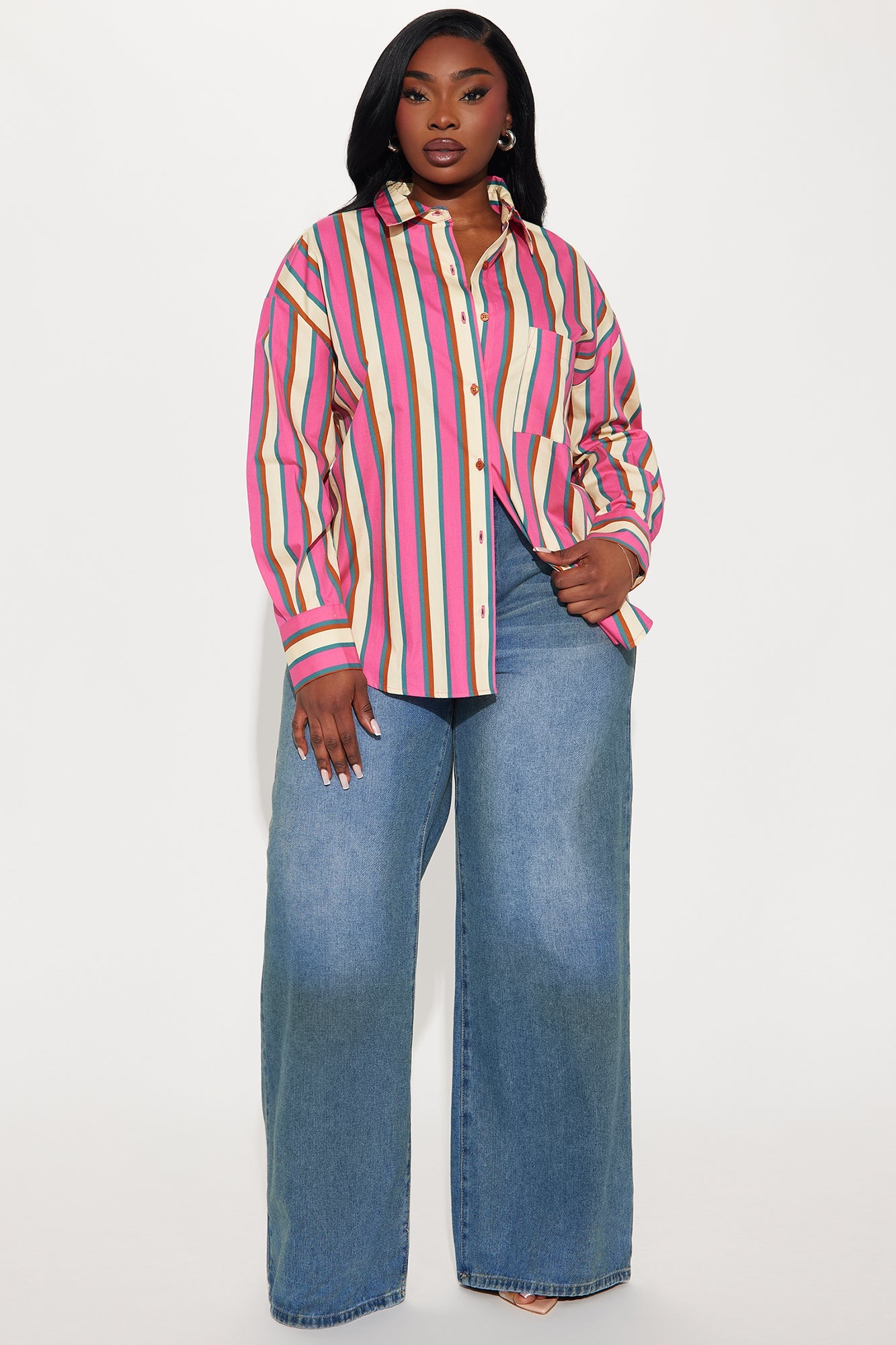 I'm The Main Topic Striped Shirt - Pink/combo.
