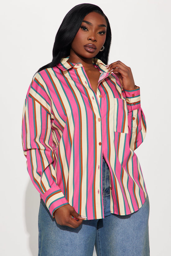 I'm The Main Topic Striped Shirt - Pink/combo.