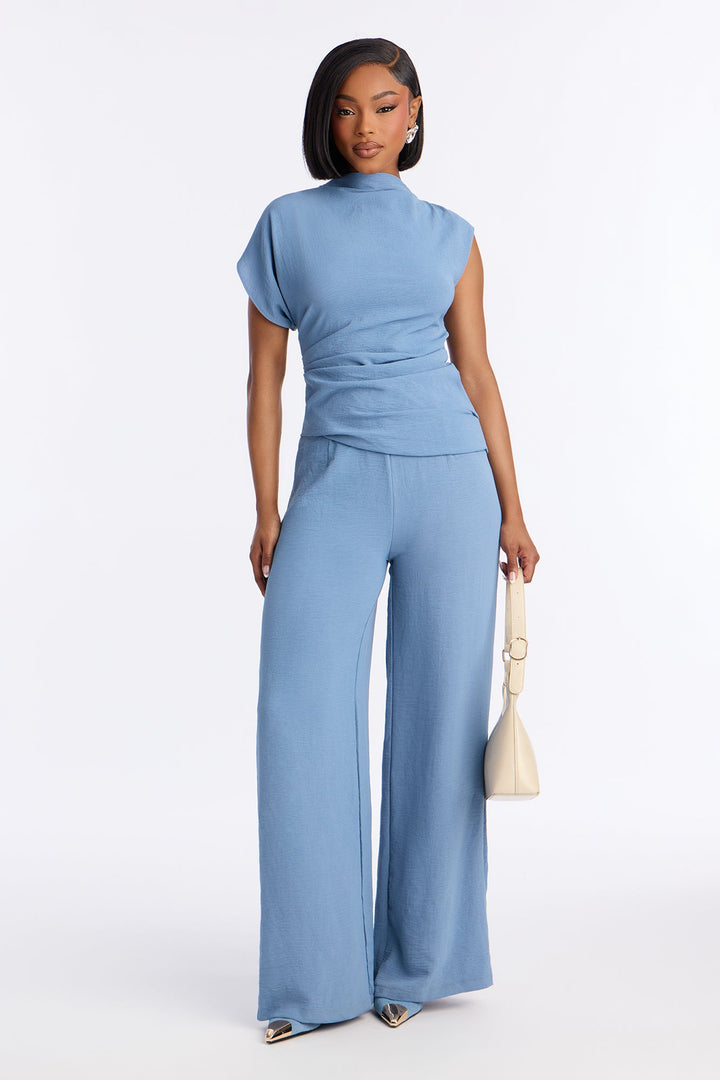 Best Influence High Neck Jumpsuit - Slate Blue.