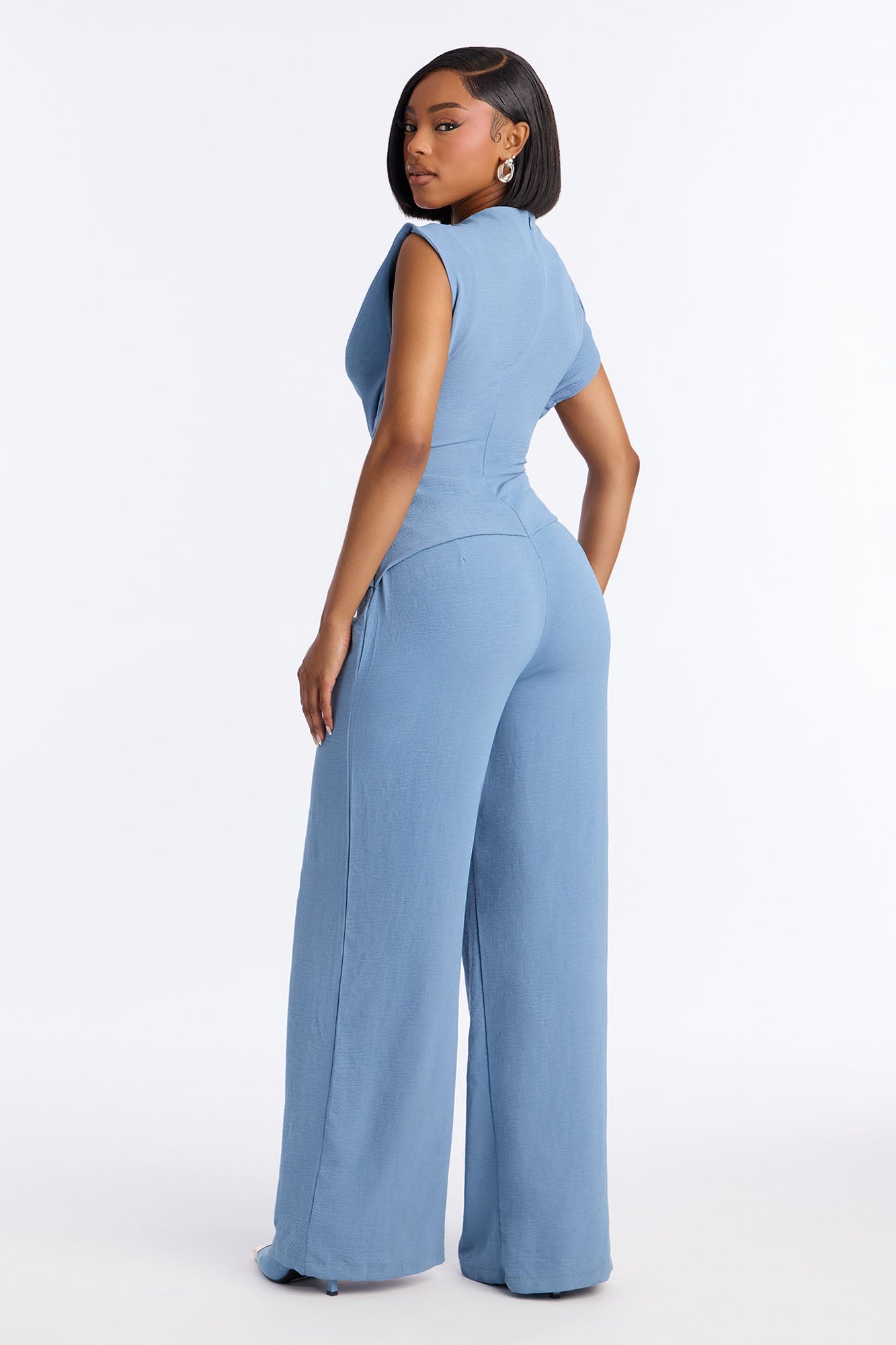 Best Influence High Neck Jumpsuit - Slate Blue.