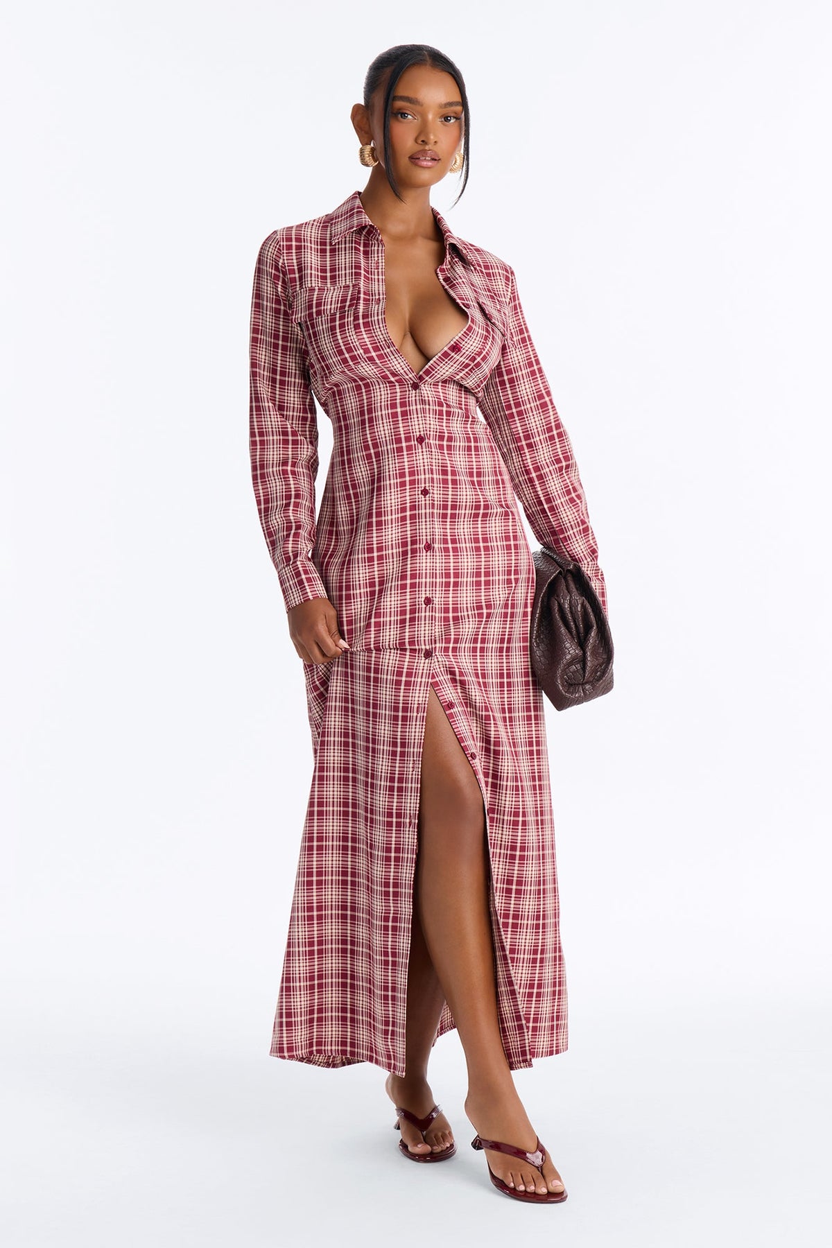 On The Daily Tie Back Maxi Dress - Red/combo.