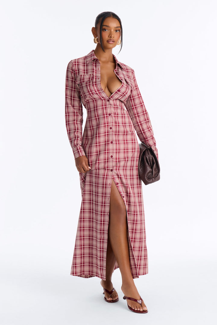 On The Daily Tie Back Maxi Dress - Red/combo.