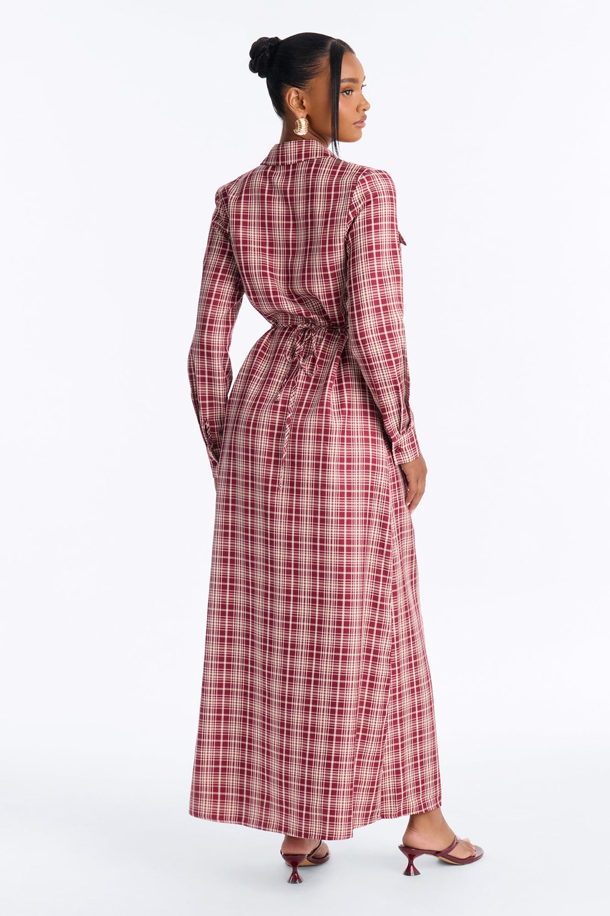 On The Daily Tie Back Maxi Dress - Red/combo.