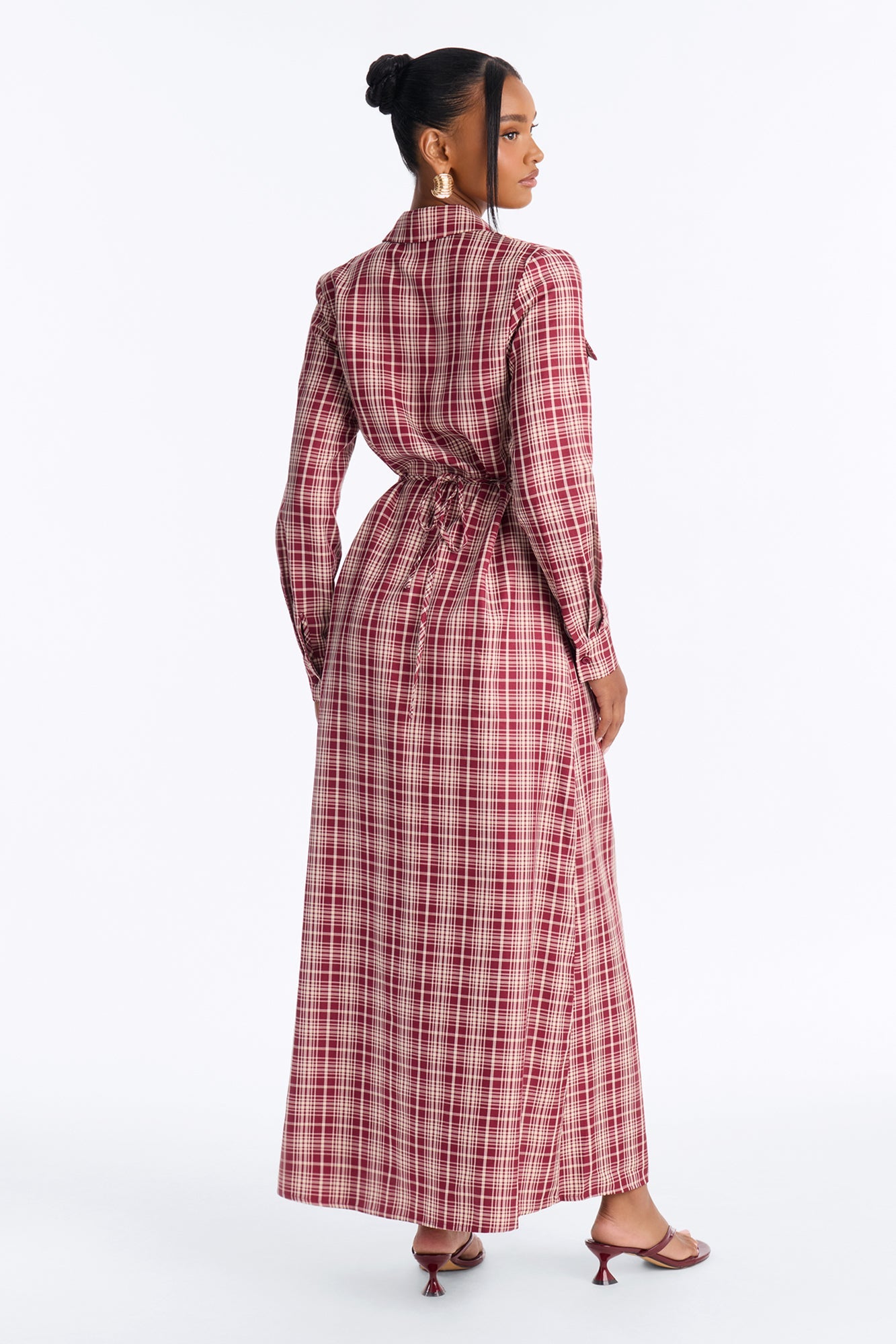 On The Daily Tie Back Maxi Dress - Red/combo.