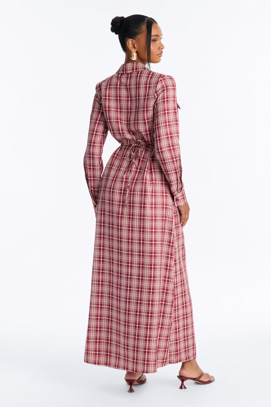 On The Daily Tie Back Maxi Dress - Red/combo.