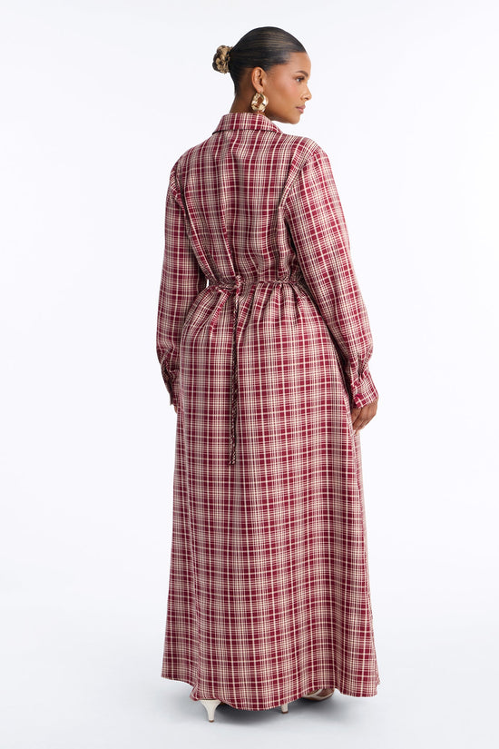 On The Daily Tie Back Maxi Dress - Red/combo.