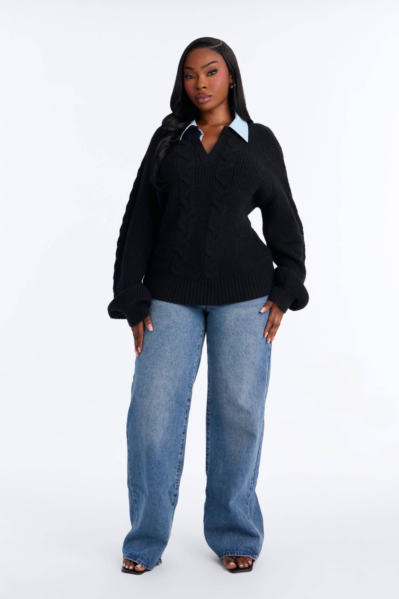 Suéter Downtown Girl Set In Denim - Negro/Combinado.