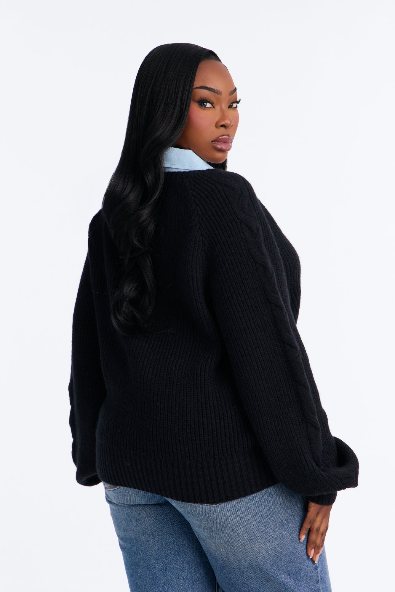 Suéter Downtown Girl Set In Denim - Negro/Combinado.