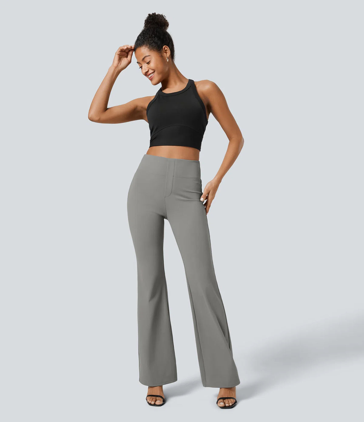 High-waisted, slightly flared tailored pants with back pockets™
