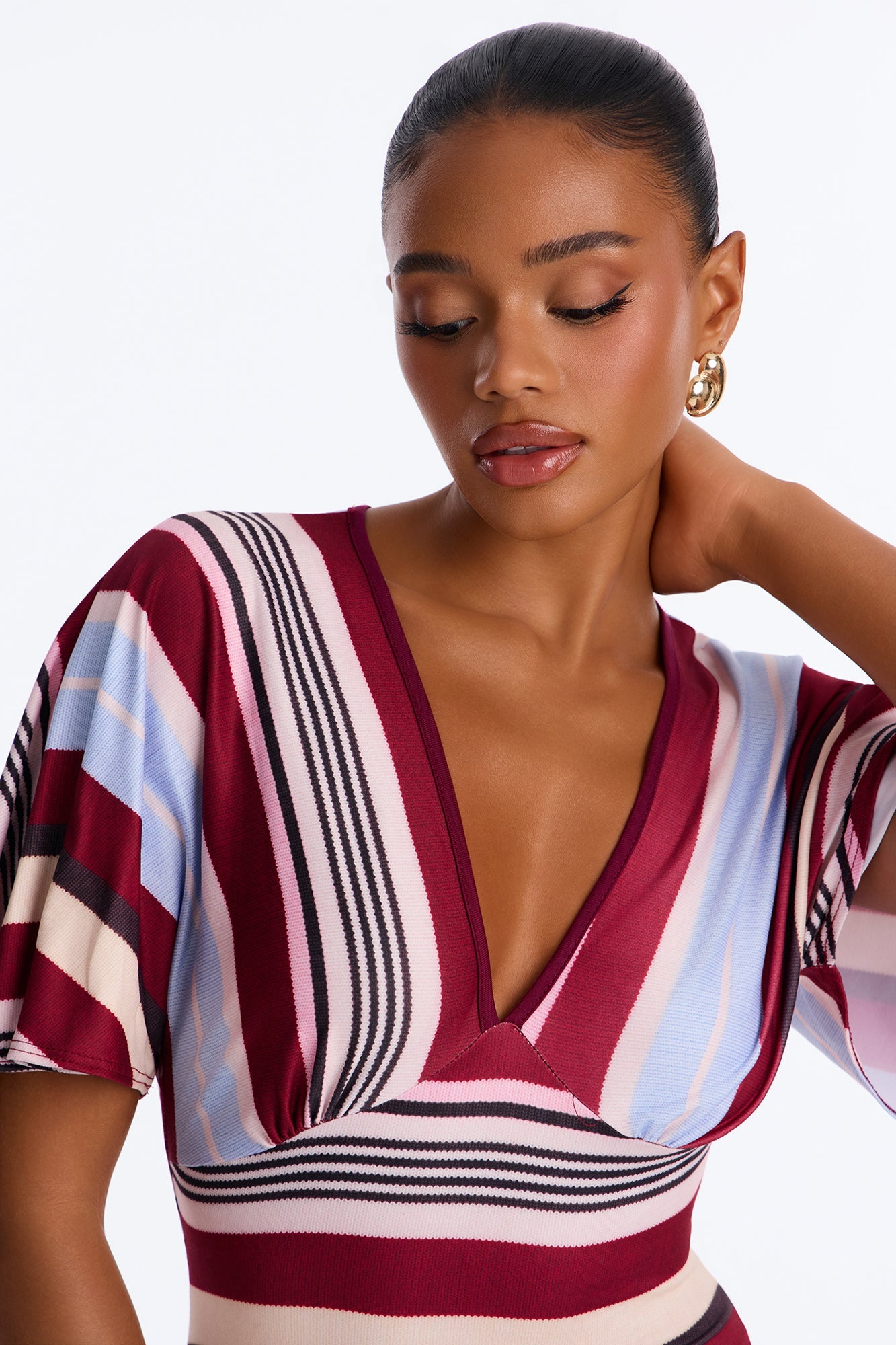 You Wish Striped Midi Dress - Blue/combo.