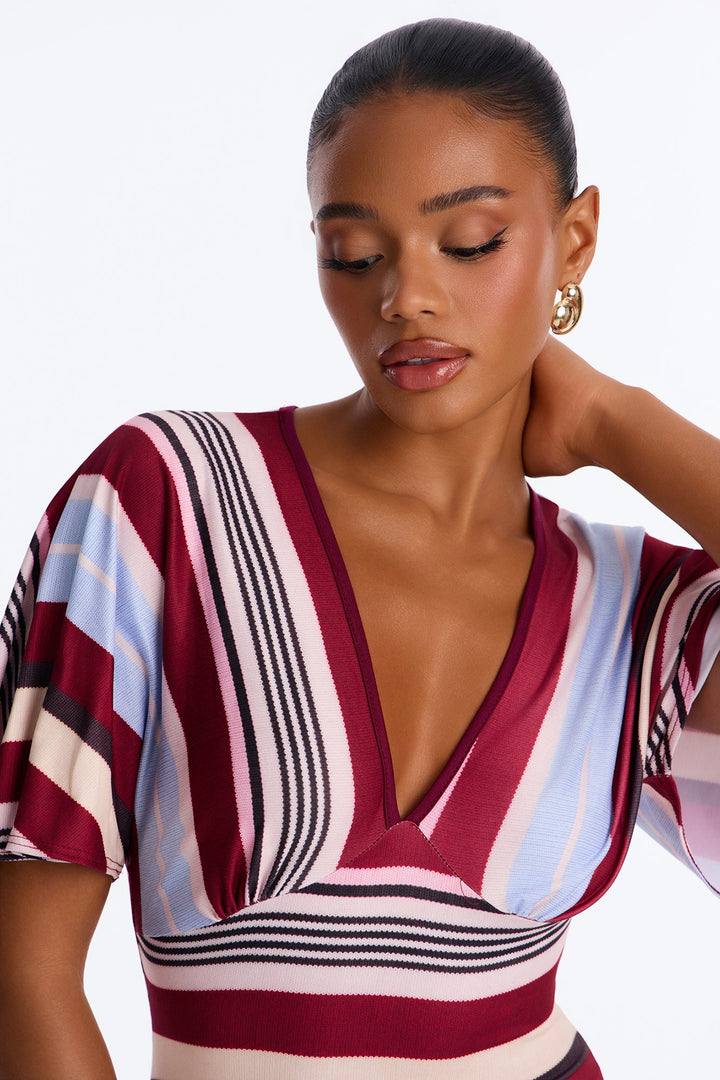 You Wish Striped Midi Dress - Blue/combo.