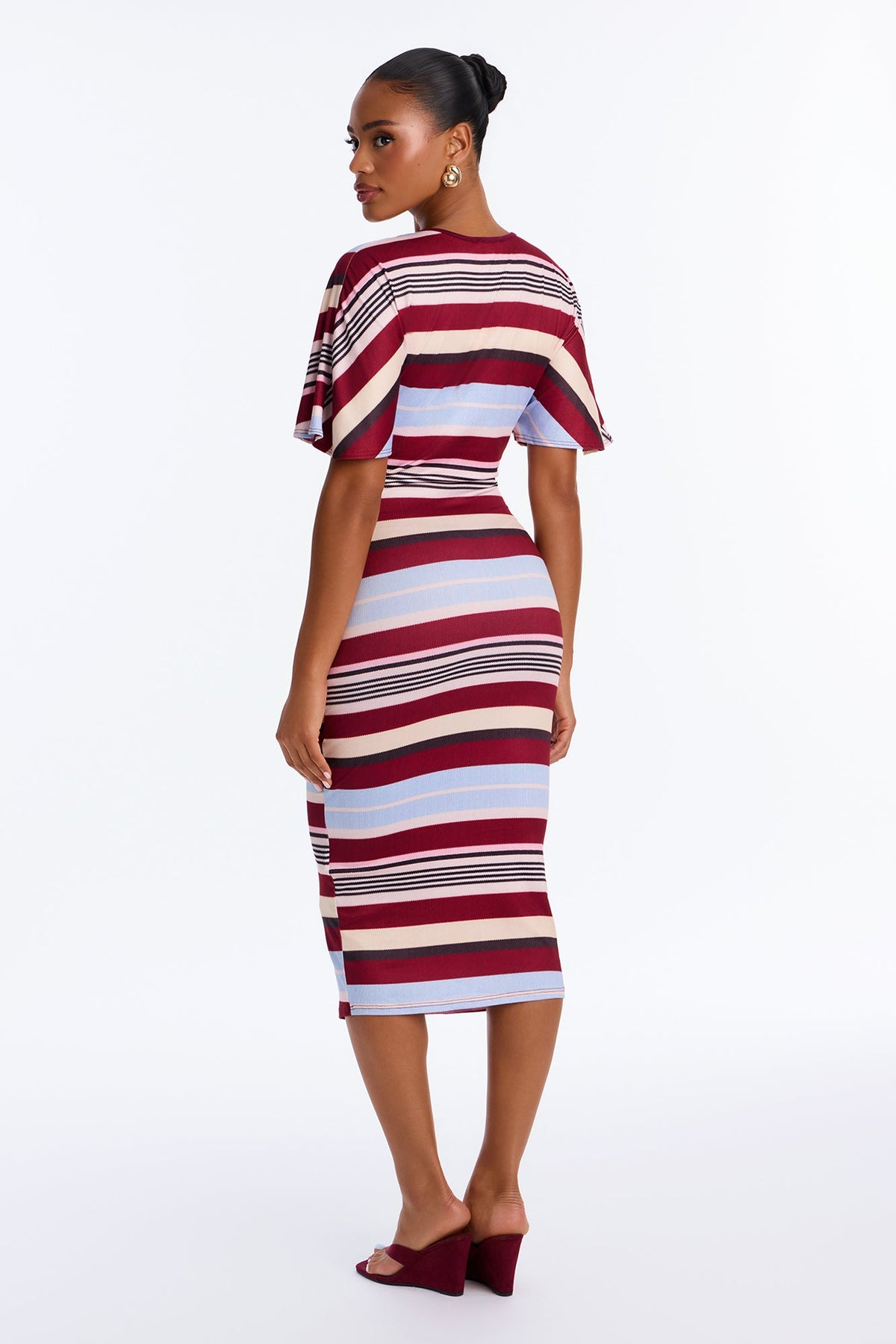 You Wish Striped Midi Dress - Blue/combo.