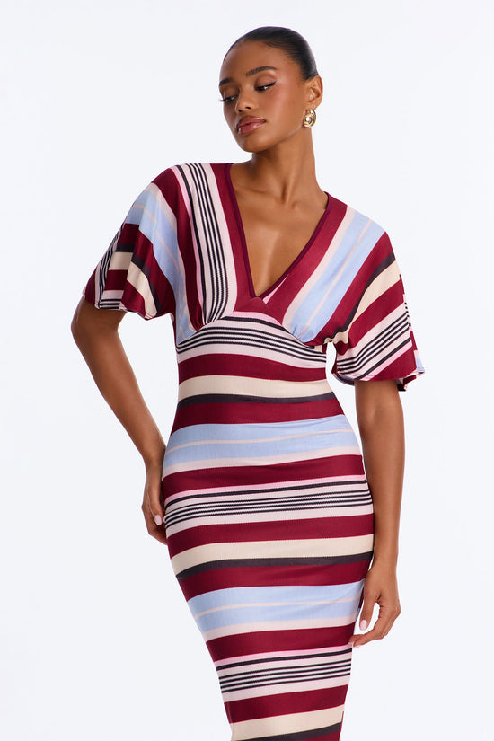 You Wish Striped Midi Dress - Blue/combo.