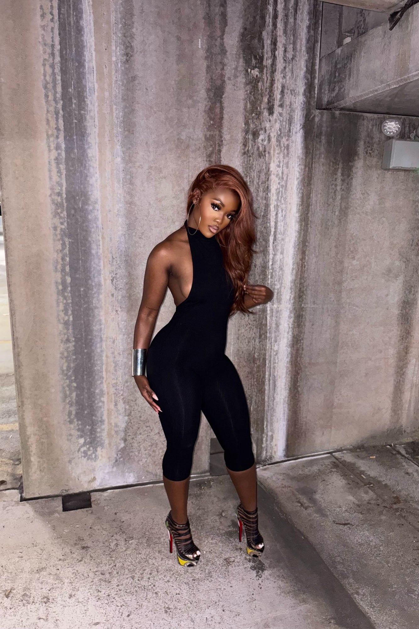 Cassandra Snatched Capri Jumpsuit - Black.