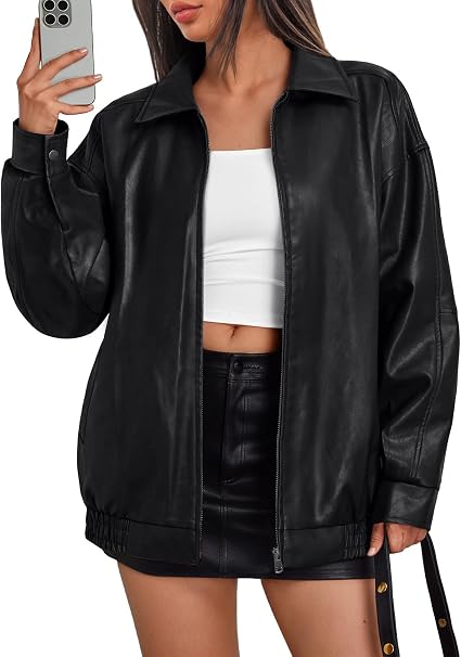 Oversized Y2K leather jacket
