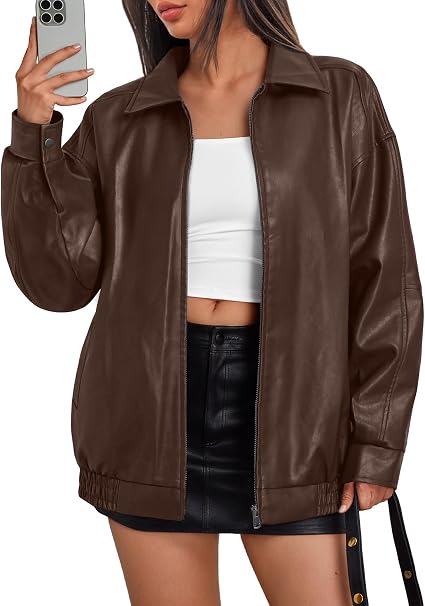 Oversized Y2K leather jacket
