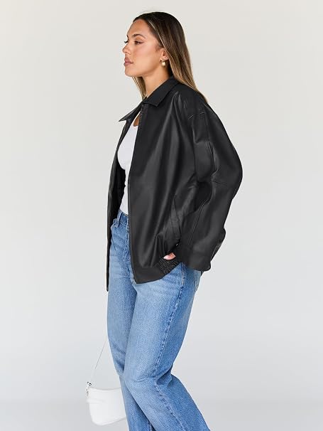 Oversized Y2K leather jacket