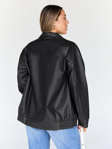 Oversized Y2K leather jacket