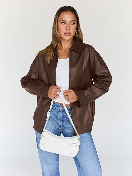Oversized Y2K leather jacket