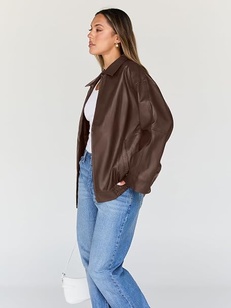 Oversized Y2K leather jacket