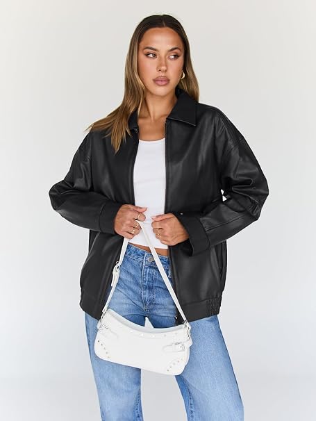 Oversized Y2K leather jacket