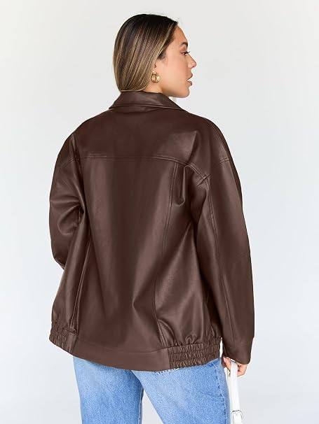 Oversized Y2K leather jacket