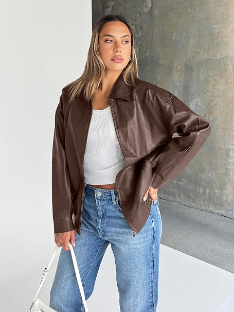 Oversized Y2K leather jacket