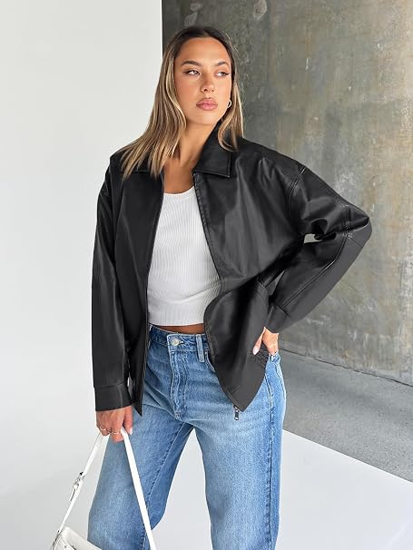 Oversized Y2K leather jacket