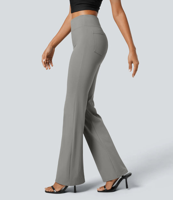 High-waisted, slightly flared tailored pants with back pockets™