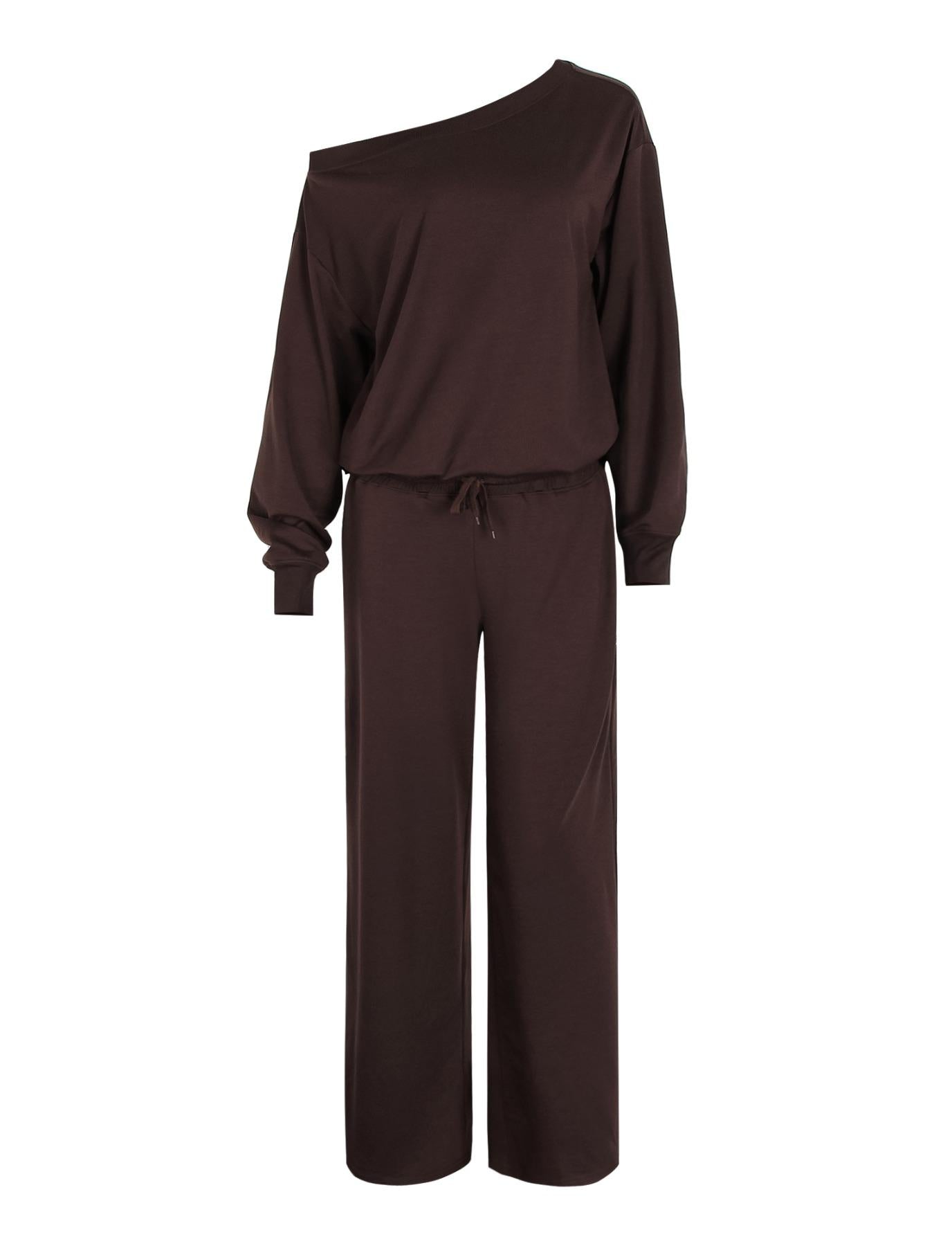Plain-coloured, casual top and trousers set