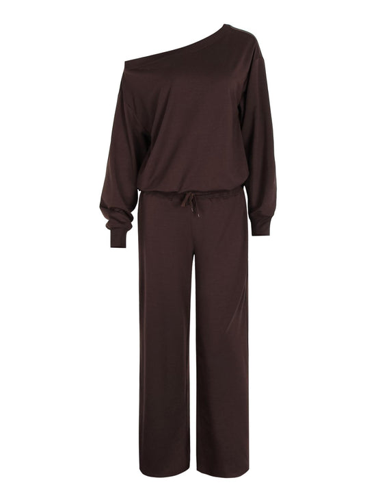 Plain-coloured, casual top and trousers set