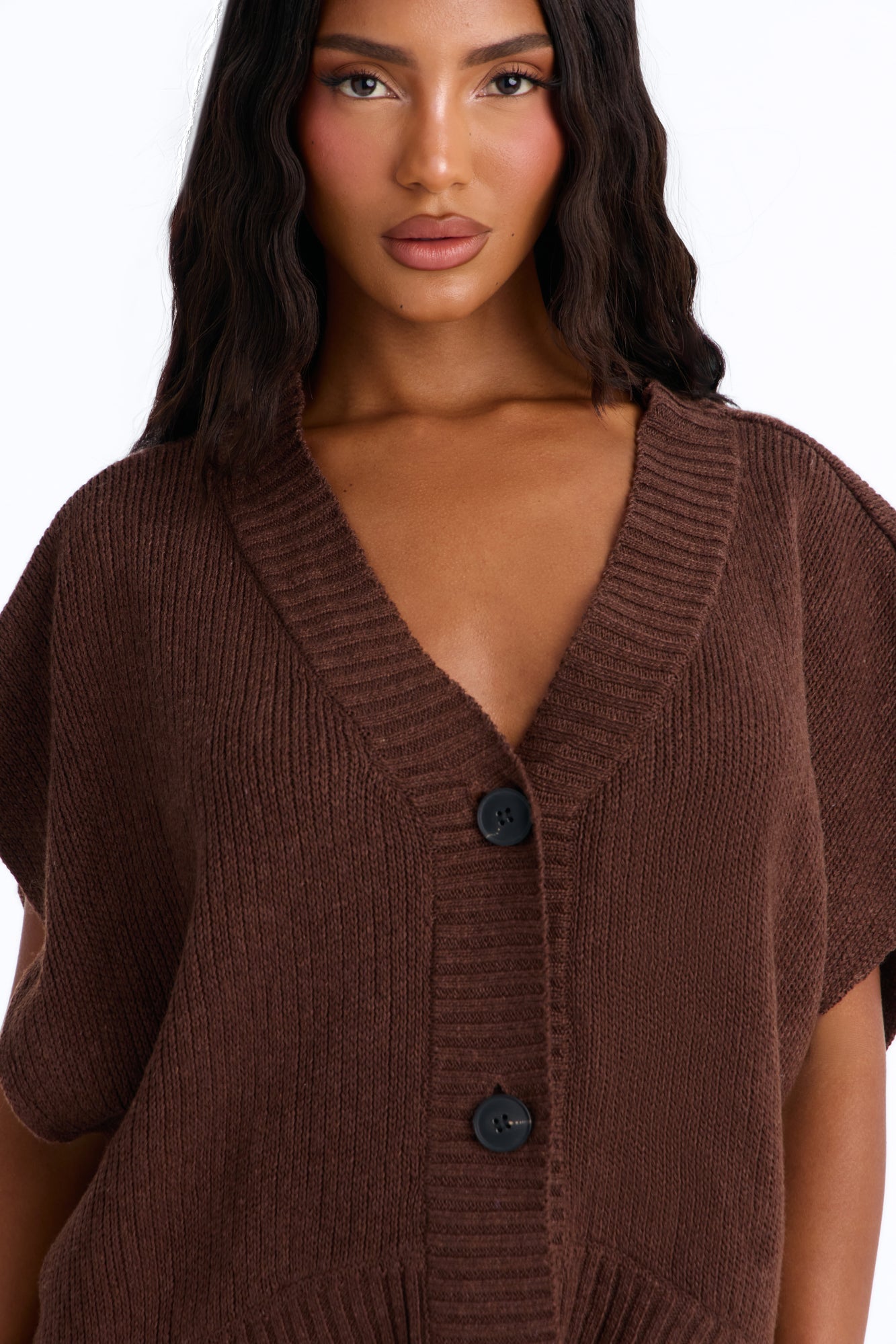 Milia Short Sleeve Cardigan - Brown.