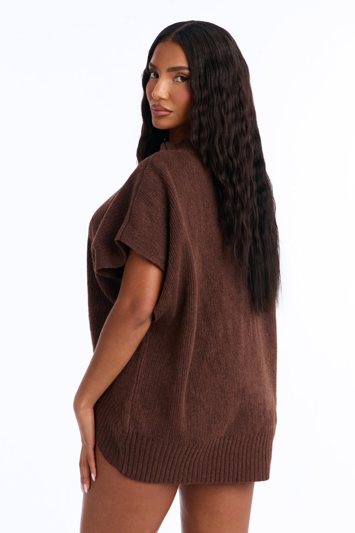 Milia Short Sleeve Cardigan - Brown.
