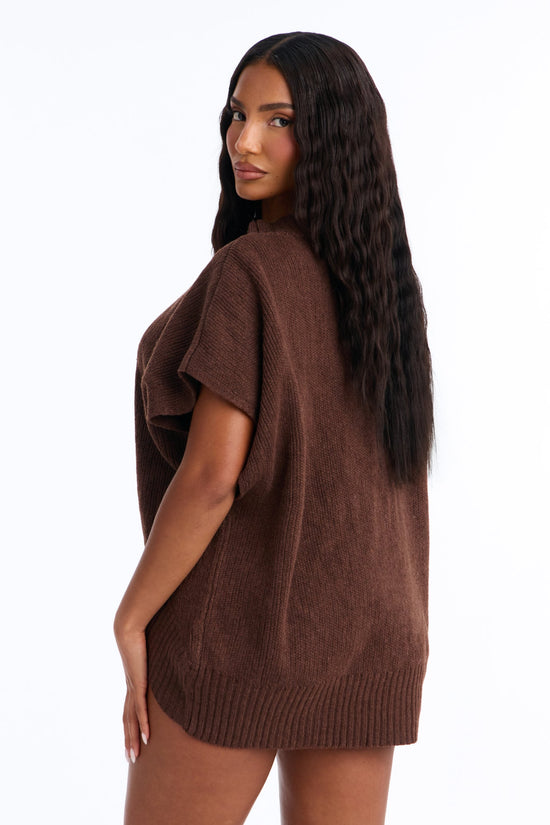 Milia Short Sleeve Cardigan - Brown.