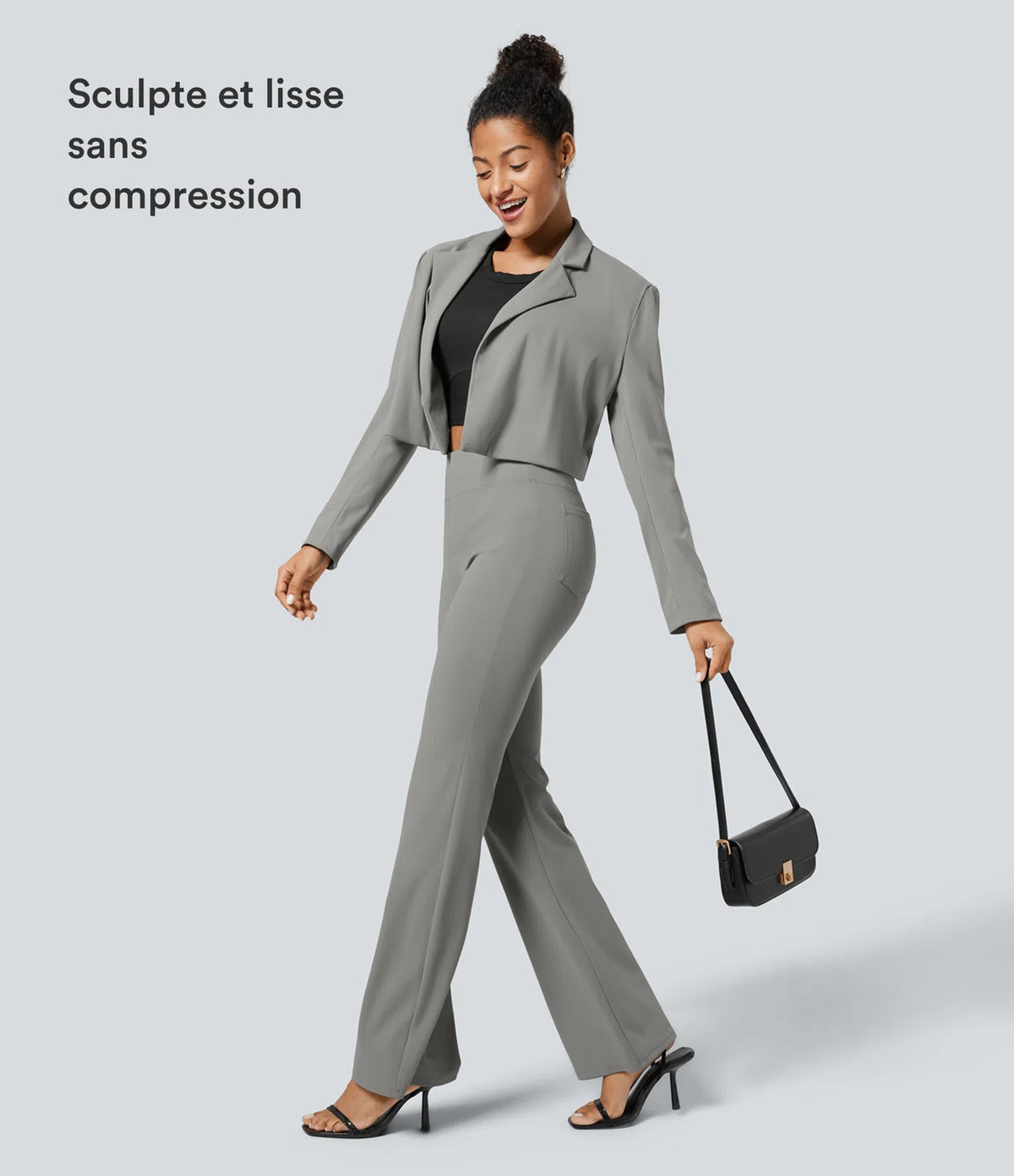 High-waisted, slightly flared tailored pants with back pockets™