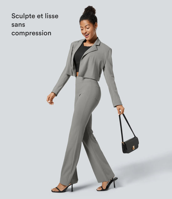High-waisted, slightly flared tailored pants with back pockets™