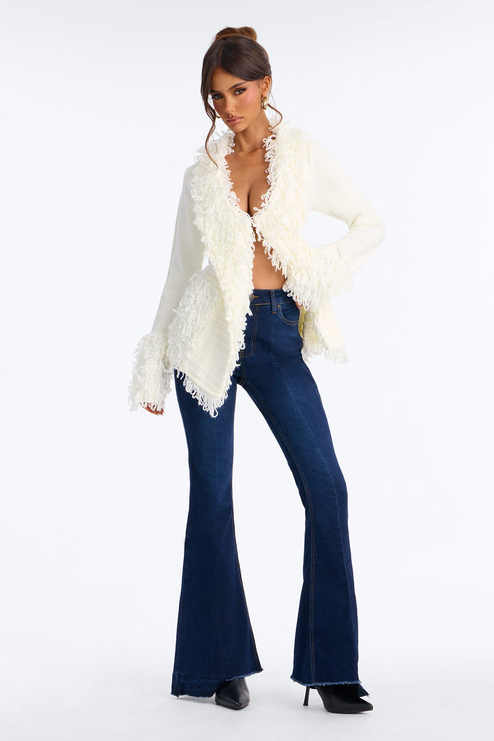 Not Today Fringe Cardigan - Ivory.