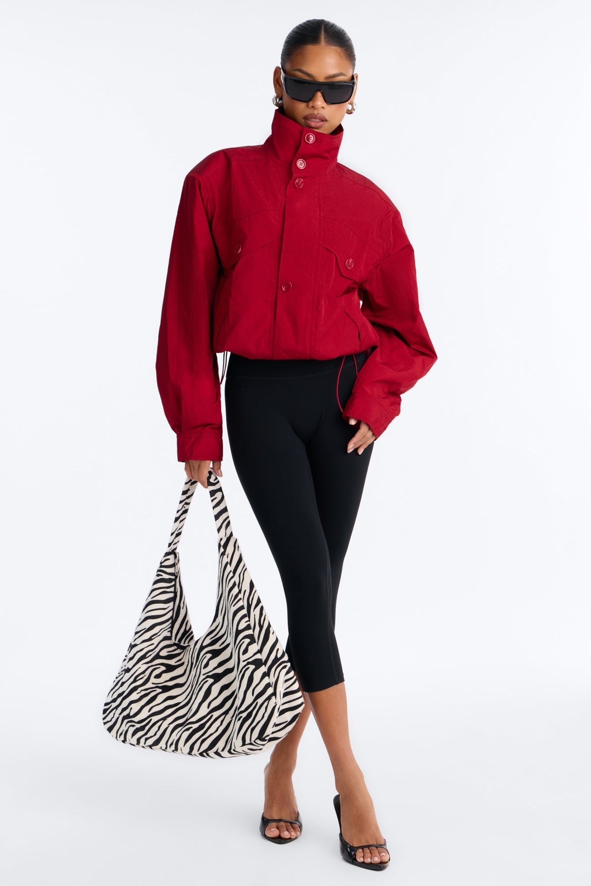 Pretty Chill Funnel Neck Windbreaker - Red.