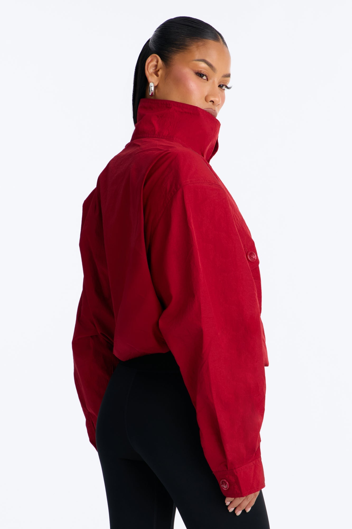 Pretty Chill Funnel Neck Windbreaker - Red.