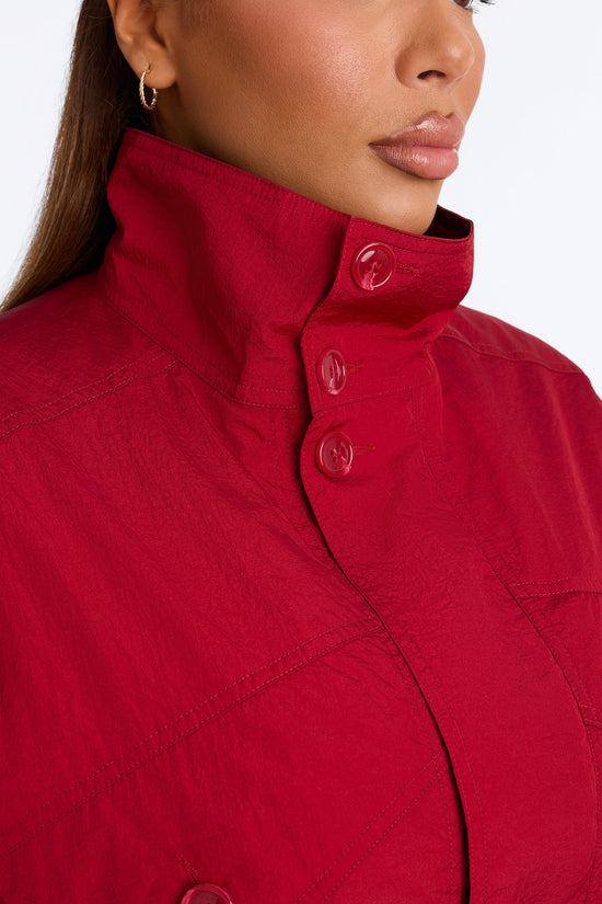 Pretty Chill Funnel Neck Windbreaker - Red.