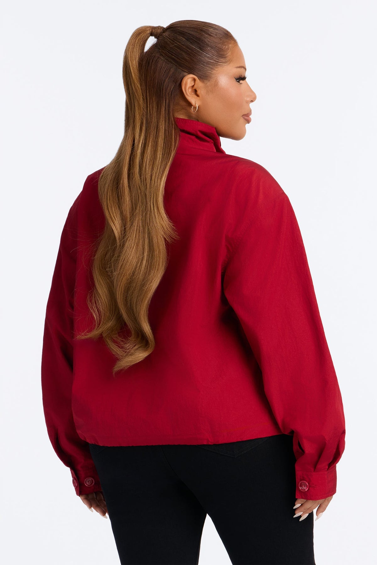 Pretty Chill Funnel Neck Windbreaker - Red.