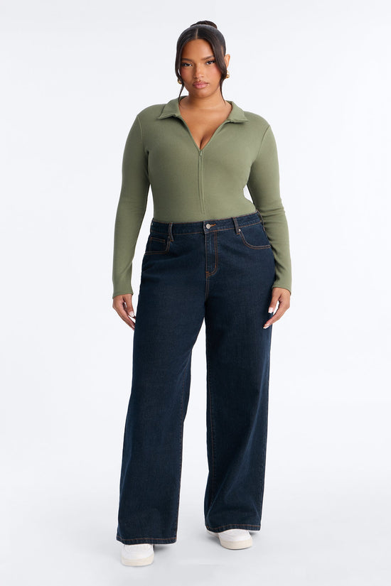 Hustle And Grind Long Sleeve Bodysuit - Olive.
