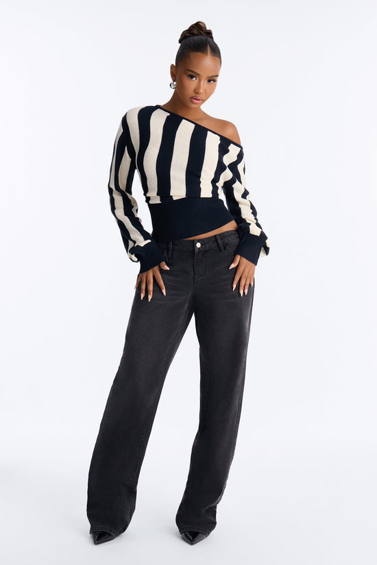 Carla Striped Pullover Sweater - Black/combo.