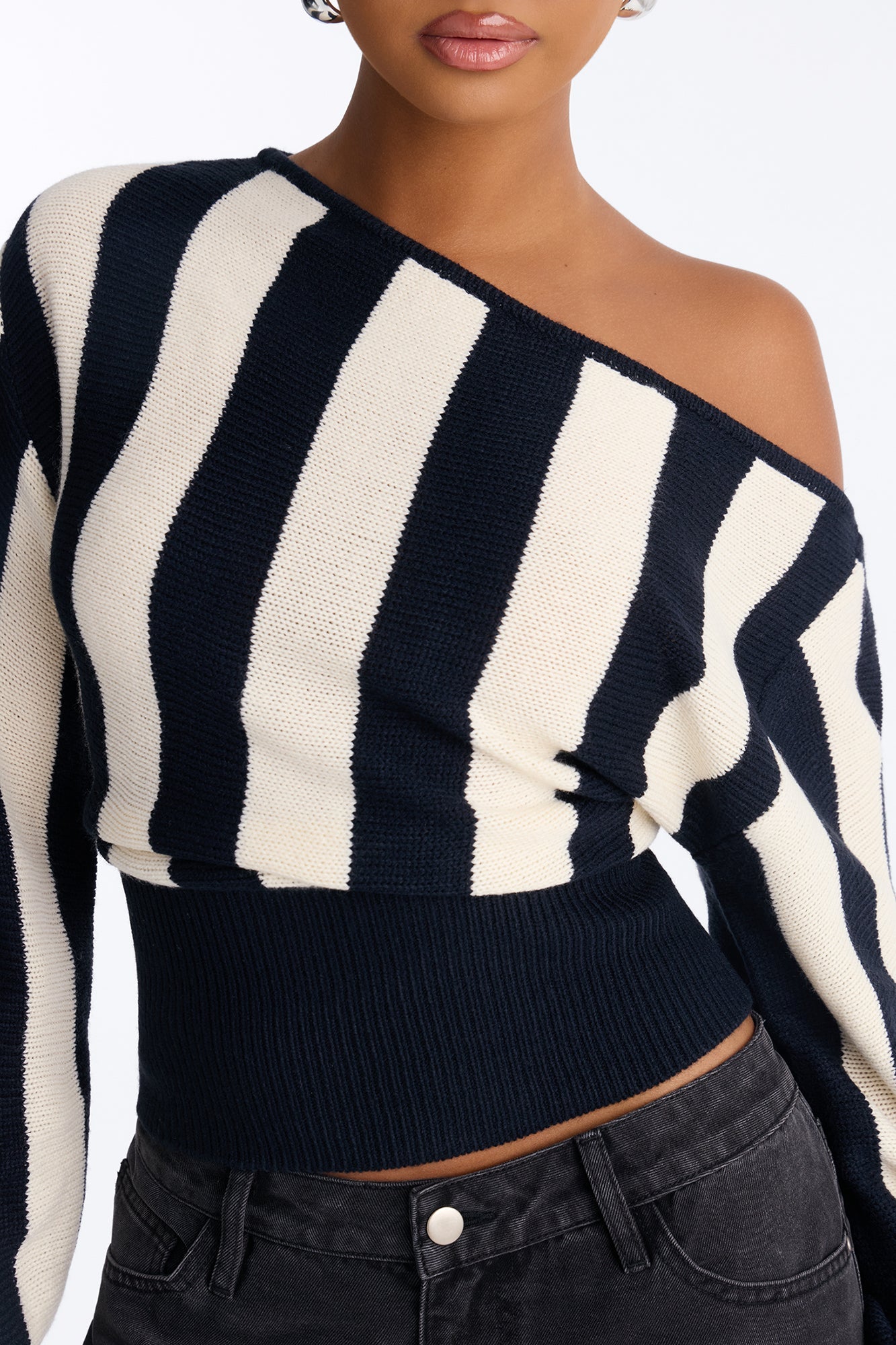 Carla Striped Pullover Sweater - Black/combo.