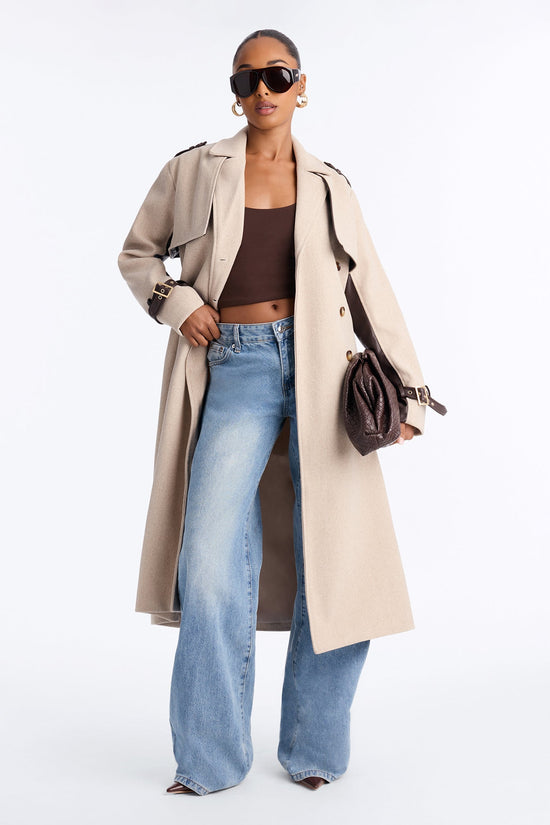 Not Too Casual Maxi Trench Coat - Oatmeal.