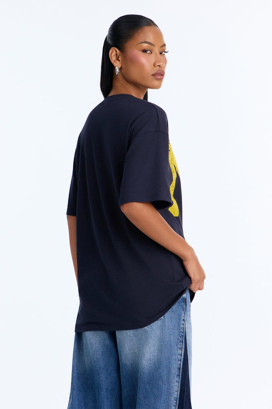 NY Represent Notch Neck Tee - Navy.