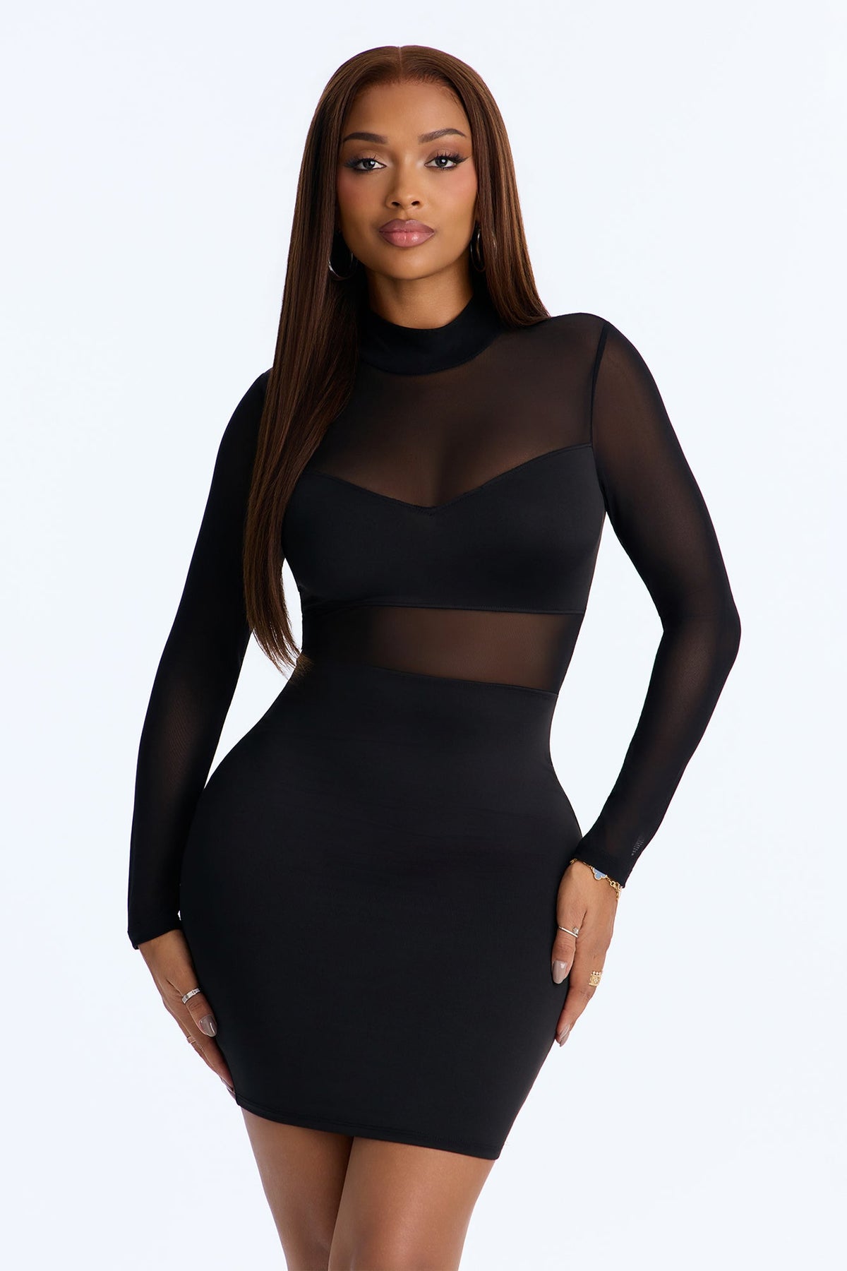 Too Cute For You Long Sleeve Mini Dress - Black.